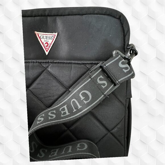 Guess Black Laptop Bag with Quilted Texture and Adjustable Strap - Picture 3 of 10